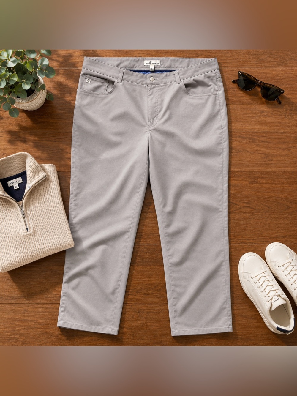 Peter Millar Crown Sport Gray Performance Golf Pants 38x30 Stretch